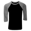 Front - Canvas Mens 3/4 Sleeve Baseball T-Shirt