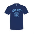 Front - Man City Unisex Adults Navy T Shirt With Team Crest