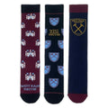 Front - West Ham United FC Unisex Adult Crest Dress Socks (Pack of 3)