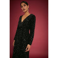 Front - Dorothy Perkins Womens/Ladies Sequin Velvet Wrap Midi Dress