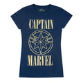 Front - Captain Marvel Womens/Ladies Print And Shield T-Shirt