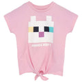 Front - Minecraft Girls Cat Twisted Knot Front T-Shirt