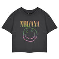 Front - Nirvana Womens/Ladies Rainbow Logo Crop T-Shirt