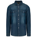 Front - Kariban Mens Denim Long-Sleeved Shirt