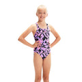 Front - Speedo Girls Hyper Boom Medalist One Piece Swimsuit