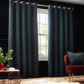 Navy - Front - Paoletti New Galaxy Chenille Eyelet Curtains