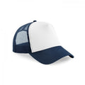 French Navy-White - Front - Beechfield Childrens-Kids Contrast Panel Trucker Cap