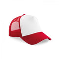 Classic Red-White - Front - Beechfield Childrens-Kids Contrast Panel Trucker Cap