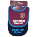 Claret-Sky Blue-Black - Back - West Ham United FC Baby Contrast Trim Bibs (Pack of 2)