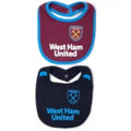 Claret-Sky Blue-Black - Front - West Ham United FC Baby Contrast Trim Bibs (Pack of 2)