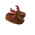 Front - Slumberzzz Unisex Adults Tartan Reindeer Slippers