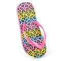 Multi - Front - Sand Rocks Girls Leopard Print Flip Flops