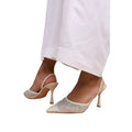 Front - Where's That From Womens/Ladies California Diamante Sling Back Wide High Heels