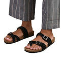 Front - Where's That From Womens/Ladies Rio Buckle Faux Leather Double Strap Flat Flip Flops