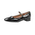 Front - Where's That From Womens/Ladies Minsk Patent Faux Leather Buckle Detail Wide Low Heel Ballet Shoes