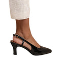 Front - Where's That From Womens/Ladies Milos Pointed Patent Leather Sling Back Low Heel Sandals