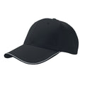 Black - Front - Atlantis Reflect 6 Panel Reflective Piping Baseball Cap