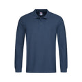 Navy - Back - Stedman Mens Long Sleeved Cotton Polo