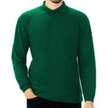 Forest Green - Back - Casual Classic Mens Long Sleeve Polo