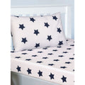 Navy Blue-White - Front - Bedding & Beyond Stars Fitted Bed Sheet Set