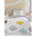 Grey-White - Back - Clouds and Stars Fitted Sheet Set