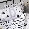 Black-White-Grey - Back - Bedding & Beyond Scandi Bear Forest Fitted Sheet Set