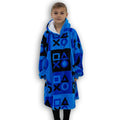 Blue-Black - Lifestyle - Playstation Childrens-Kids Checked Fleece Hooded Blanket