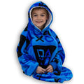 Blue-Black - Pack Shot - Playstation Childrens-Kids Checked Fleece Hooded Blanket