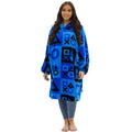 Blue-Black - Front - Playstation Childrens-Kids Checked Fleece Hooded Blanket