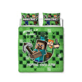 Green-Multicoloured - Front - Minecraft Blocks Duvet Cover Set