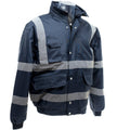 Navy Blue - Close up - Yoko Mens Hi-Vis Bomber Jacket