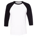 White-Black - Front - Canvas Mens 3-4 Sleeve Baseball T-Shirt