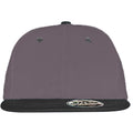 Heather Grey-Black - Back - Result Unisex Core Bronx Original Flat Peak Snapback Dual Colour Cap