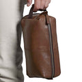 Tan - Back - Quadra NuHide Faux Leather Washbag