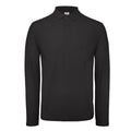 Jet Black - Front - B&C ID.001 Mens Long Sleeve Polo