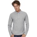 Taupe Grey - Side - B&C ID.001 Mens Long Sleeve Polo