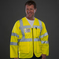 Hi-Vis Yellow - Back - Yoko Mens Executive Hi-Vis Long Sleeve Safety Waistcoat (Pack of 2)