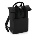 Black - Front - Bagbase Roll Top Twin Handle Backpack