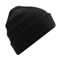 Black - Front - Beechfield Waffle Organic Cotton Beanie