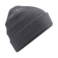 Graphite - Front - Beechfield Waffle Organic Cotton Beanie