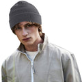 Graphite - Back - Beechfield Waffle Organic Cotton Beanie