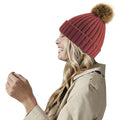 Orange Rust - Back - Beechfield Pom Pom Faux Fur Chunky Knit Beanie