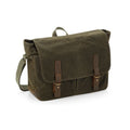 Olive Green - Front - Quadra Heritage Leather Accents Messenger Bag