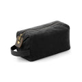 Black - Front - Quadra Heritage Washed Leather Accents Toiletry Bag