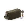 Olive Green - Back - Quadra Heritage Washed Leather Accents Toiletry Bag