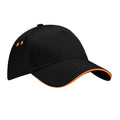 Black-Orange - Front - Beechfield Unisex Adult Ultimate Sandwich Peak Cap