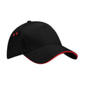 Black-Classic Red - Front - Beechfield Unisex Adult Ultimate Sandwich Peak Cap