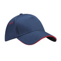 French Navy-Classic Red - Front - Beechfield Unisex Adult Ultimate Sandwich Peak Cap