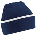 French Navy-White - Front - Beechfield Unisex Adult Teamwear Beanie