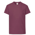 Burgundy - Front - Fruit of the Loom Childrens-Kids Original Cotton T-Shirt